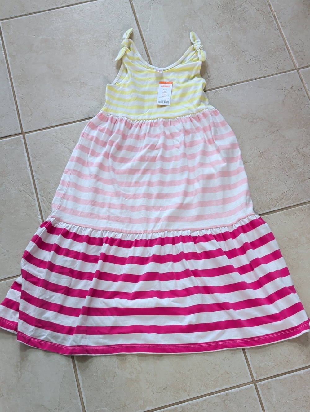 Gymboree Yellow, Light Pink & Fuchsia Striped Tie-Shoulder Maxi Dress